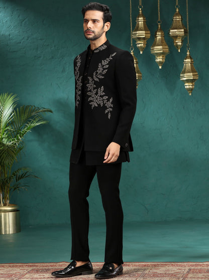 Black Embroidered  Jodhpuri Suit | TULA