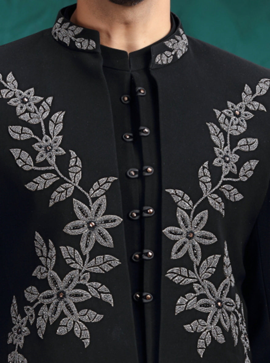 Black Embroidered  Jodhpuri Suit | TULA