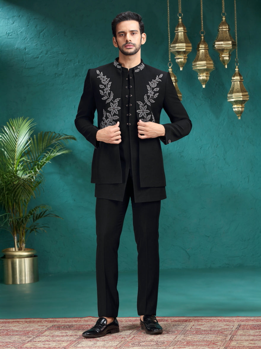 Black Embroidered  Jodhpuri Suit | TULA
