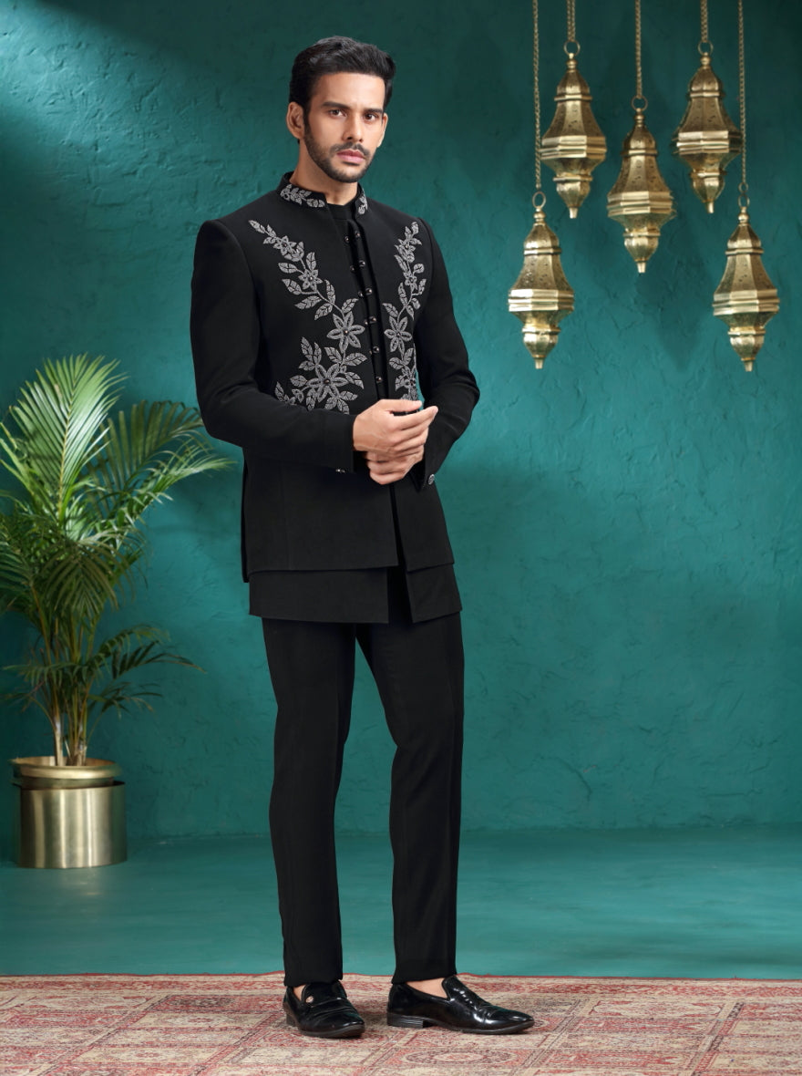 Black Embroidered  Jodhpuri Suit | TULA