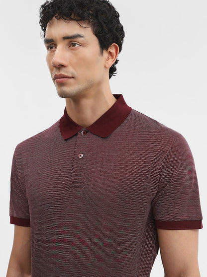Wine Printed Slim Fit Polo T-Shirt | JadeBlue