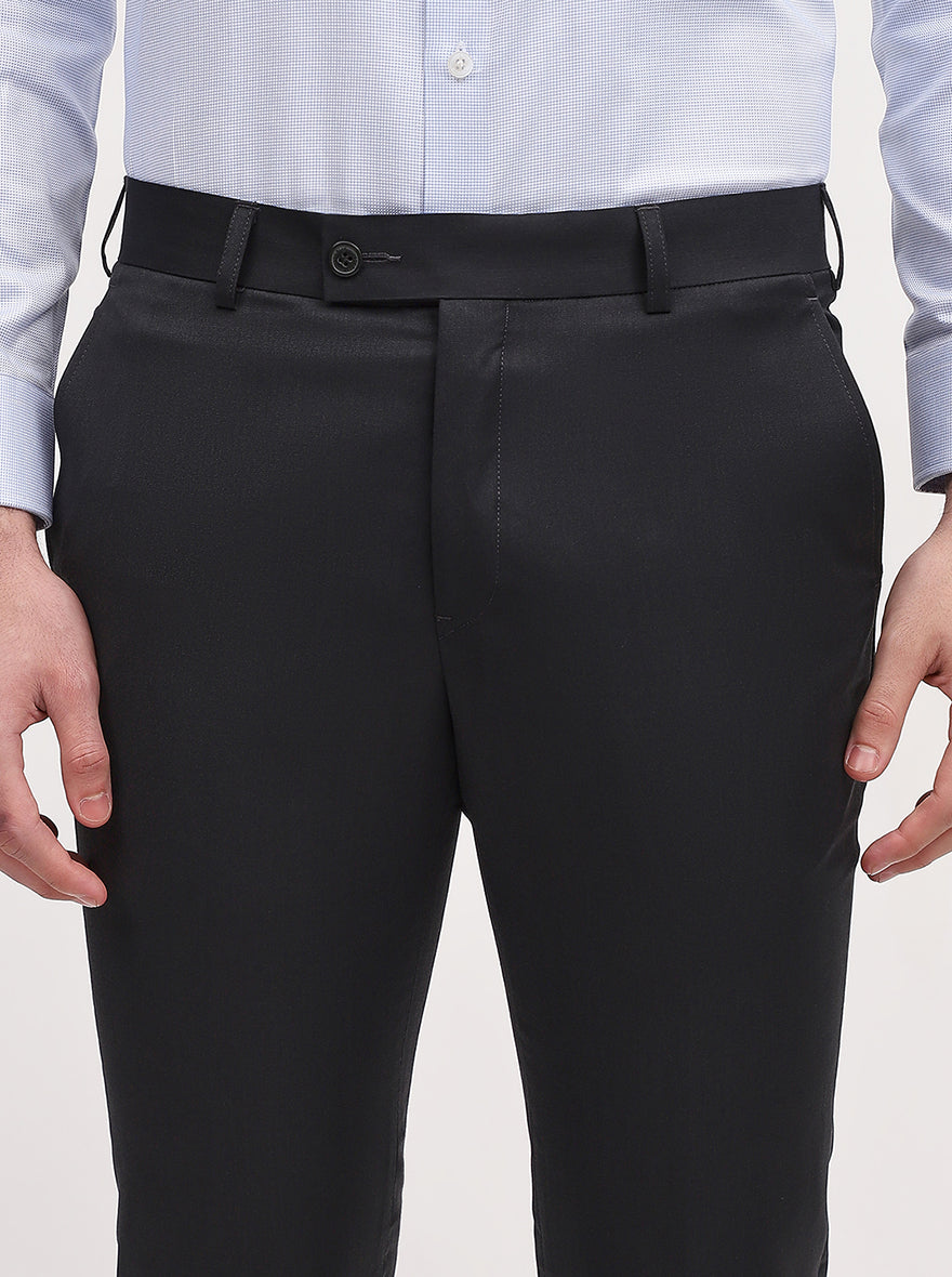 Dark Grey Solid Slim Fit Formal Trouser | JadeBlue Super Luxe