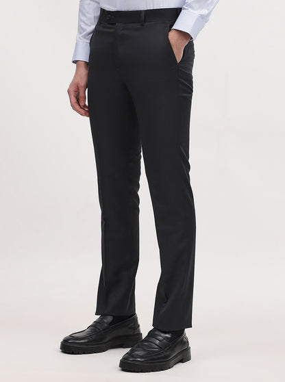 Dark Grey Solid Slim Fit Formal Trouser | JadeBlue Super Luxe
