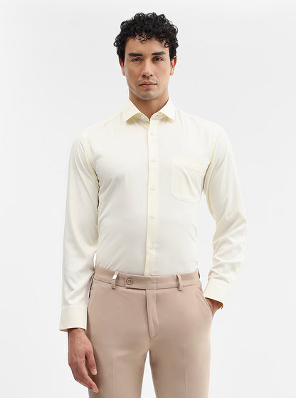 Cream Solid Slim Fit Formal Shirt | Greenfibre