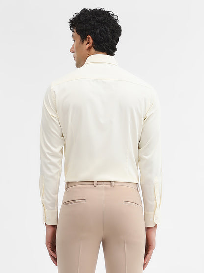 Cream Solid Slim Fit Formal Shirt | Greenfibre