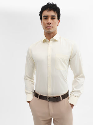Cream Solid Slim Fit Formal Shirt | Greenfibre