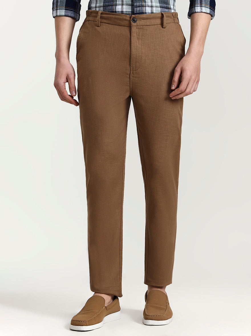 Brown Solid Regular Fit Track Pant | JadeBlue