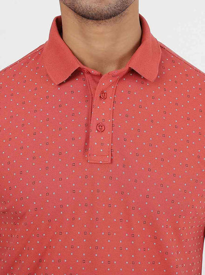 Pink Printed Slim Fit Polo T-Shirt | JadeBlue