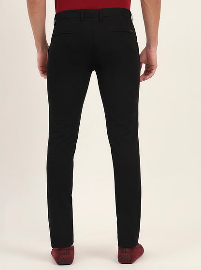 Black Solid Super Slim Fit Casual Trouser | Greenfibre