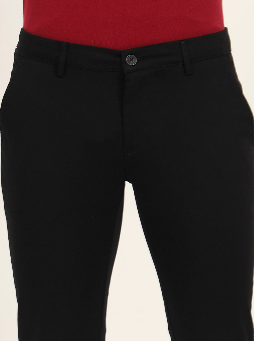Black Solid Super Slim Fit Casual Trouser | Greenfibre