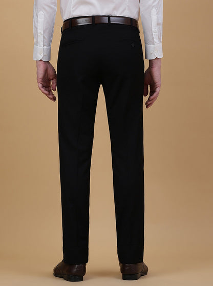 Black Solid Slim Fit Formal Trouser | Metal