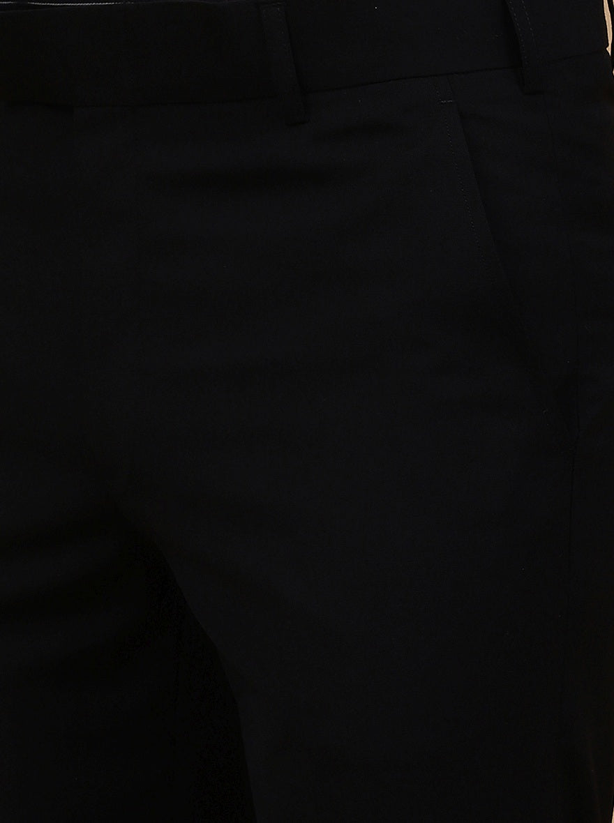 Black Solid Slim Fit Formal Trouser | Metal