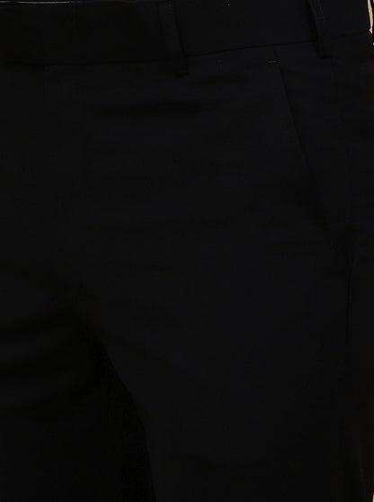 Black Solid Slim Fit Formal Trouser | Metal