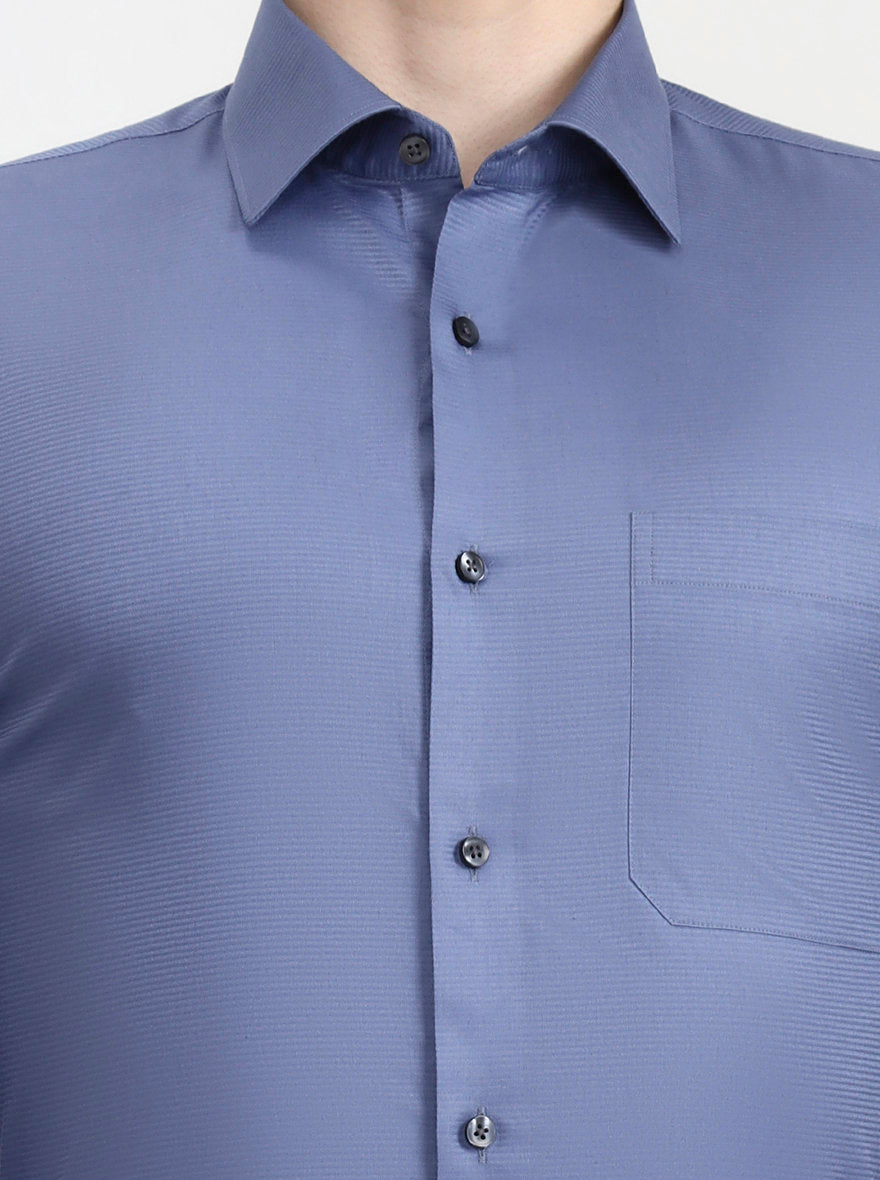 Blue Solid Slim Fit Formal Shirt | JadeBlue Youth
