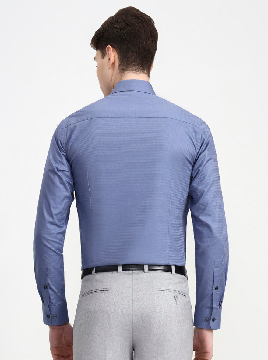 Blue Solid Slim Fit Formal Shirt | JadeBlue Youth