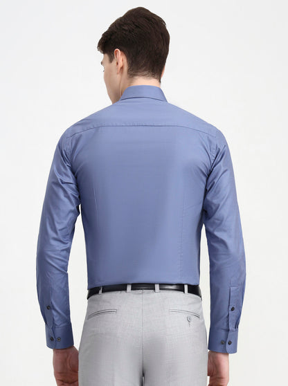 Blue Solid Slim Fit Formal Shirt | JadeBlue Youth