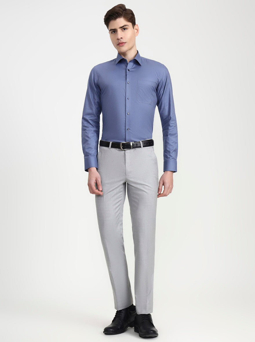 Blue Solid Slim Fit Formal Shirt | JadeBlue Youth
