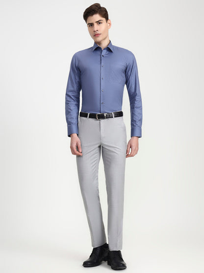 Blue Solid Slim Fit Formal Shirt | JadeBlue Youth