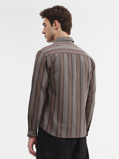 Chocolaty Striped Slim Fit Casual Shirt | Greenfibre