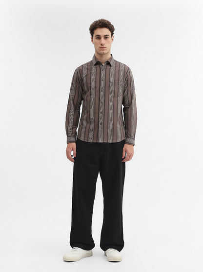 Chocolaty Striped Slim Fit Casual Shirt | Greenfibre