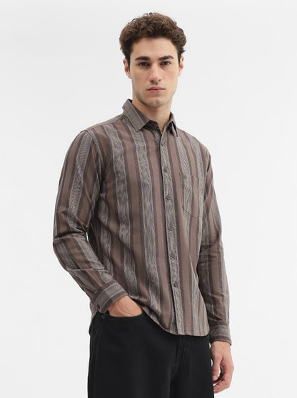 Chocolaty Striped Slim Fit Casual Shirt | Greenfibre