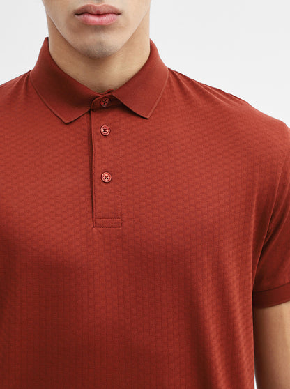 Rust Jacquard Regular Fit Polo T-Shirt | JadeBlue