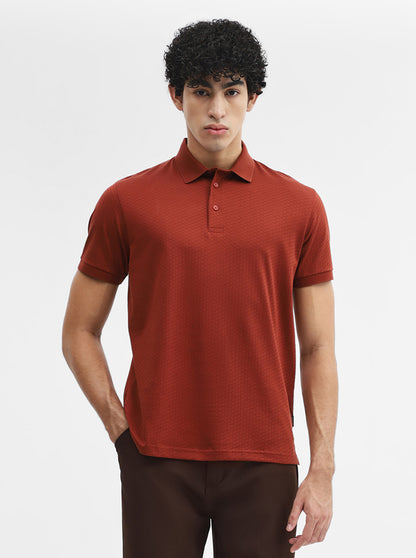 Rust Jacquard Regular Fit Polo T-Shirt | JadeBlue
