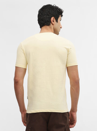 Mustard Printed Slim Fit T-Shirt | Greenfibre