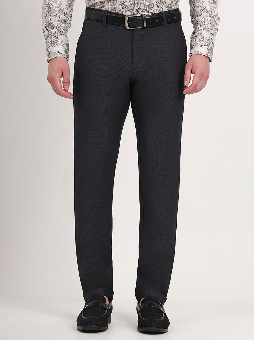 Black Solid Slim Fit Club Wear Trouser | JB Studio