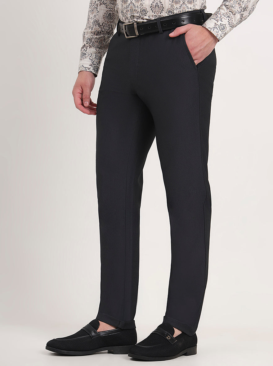 Black Solid Slim Fit Club Wear Trouser | JB Studio