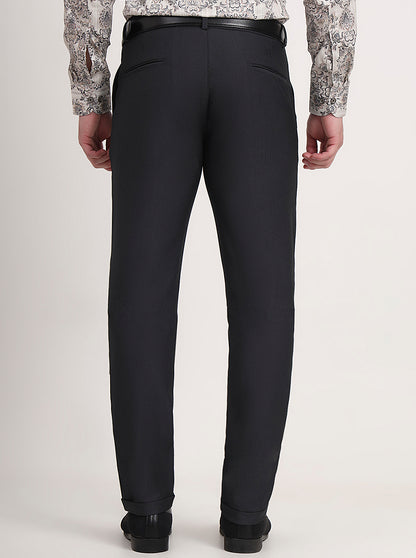 Black Solid Slim Fit Club Wear Trouser | JB Studio