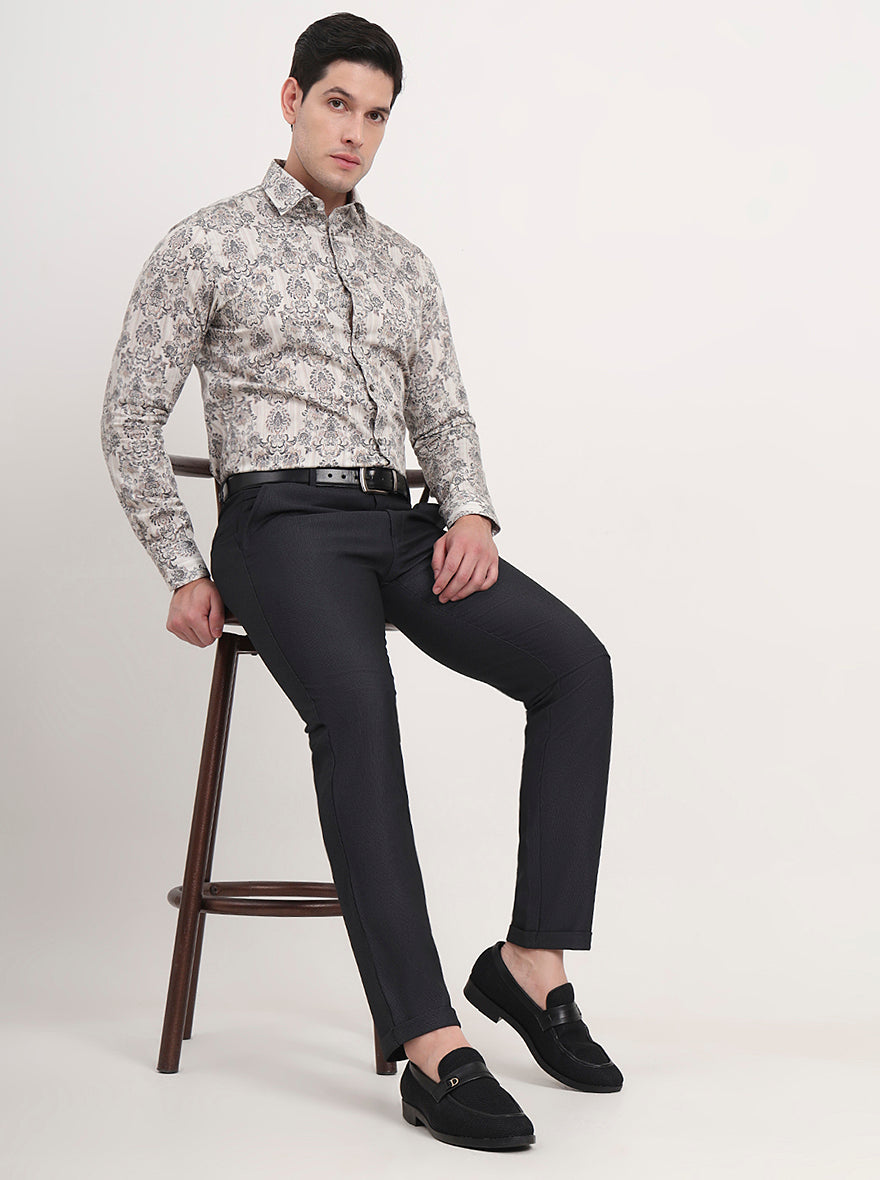 Black Solid Slim Fit Club Wear Trouser | JB Studio