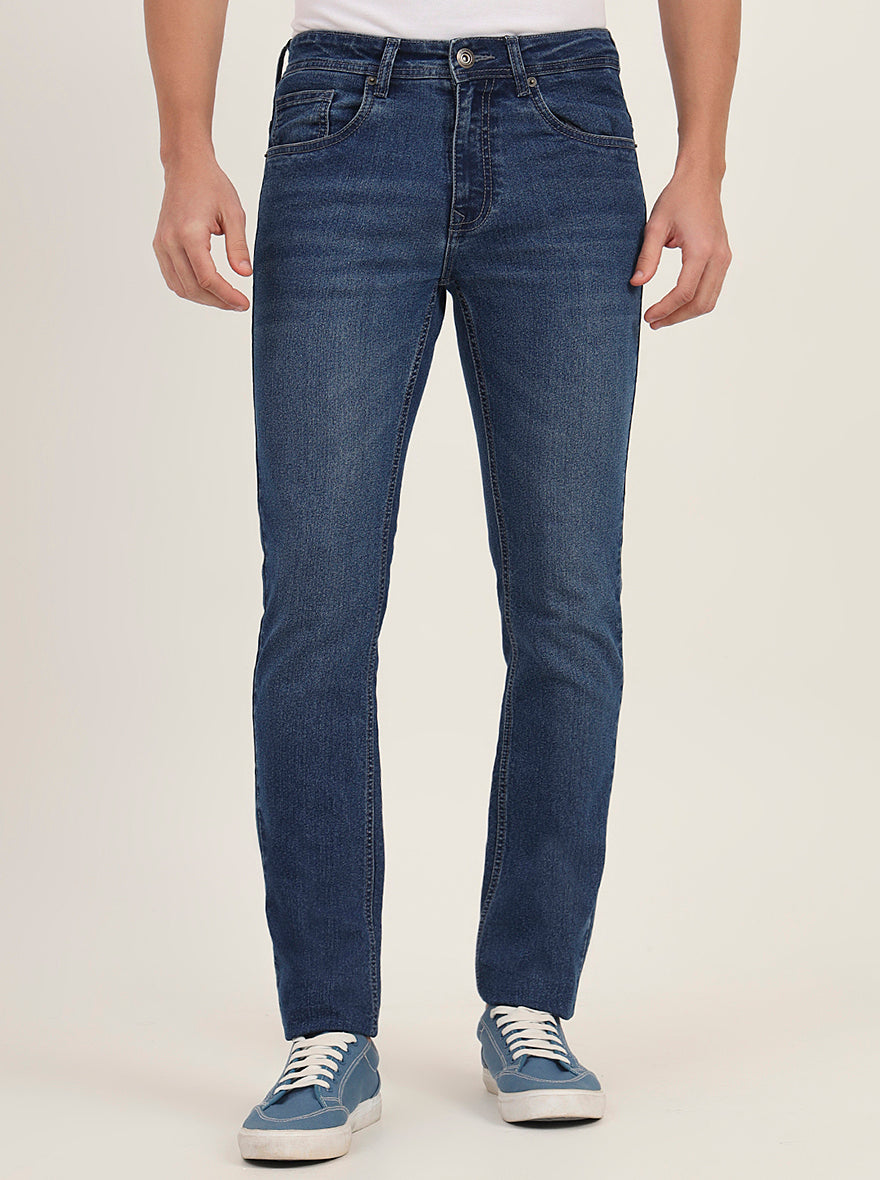 Mid Blue Washed Narrow Fit Jeans | Greenfibre