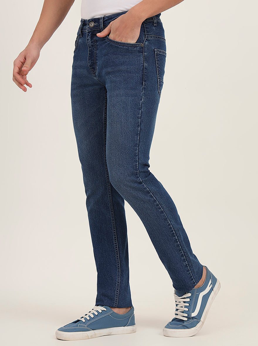 Mid Blue Washed Narrow Fit Jeans | Greenfibre