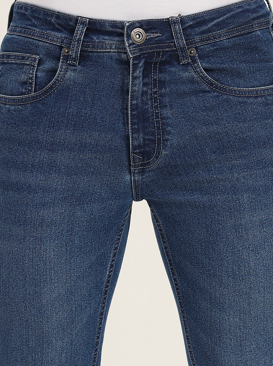 Mid Blue Washed Narrow Fit Jeans | Greenfibre