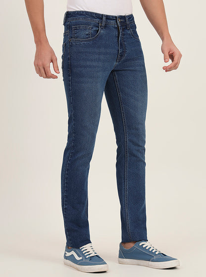 Mid Blue Washed Narrow Fit Jeans | Greenfibre