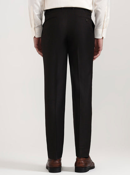 Brown Solid Regular Fit Formal Trouser | JadeBlue