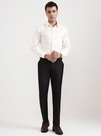 Brown Solid Regular Fit Formal Trouser | JadeBlue