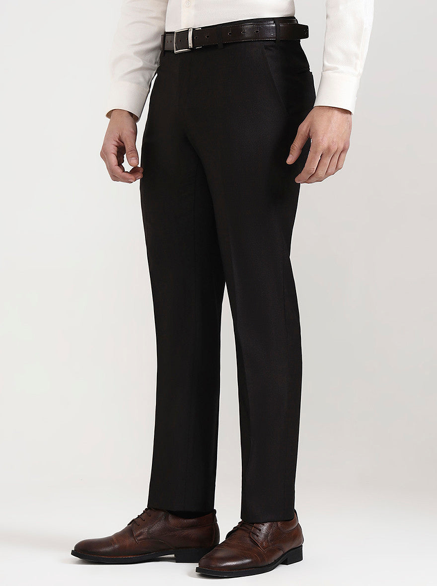 Brown Solid Regular Fit Formal Trouser | JadeBlue