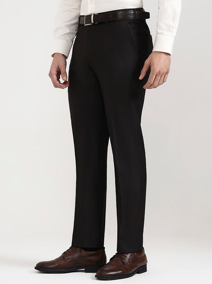 Brown Solid Regular Fit Formal Trouser | JadeBlue