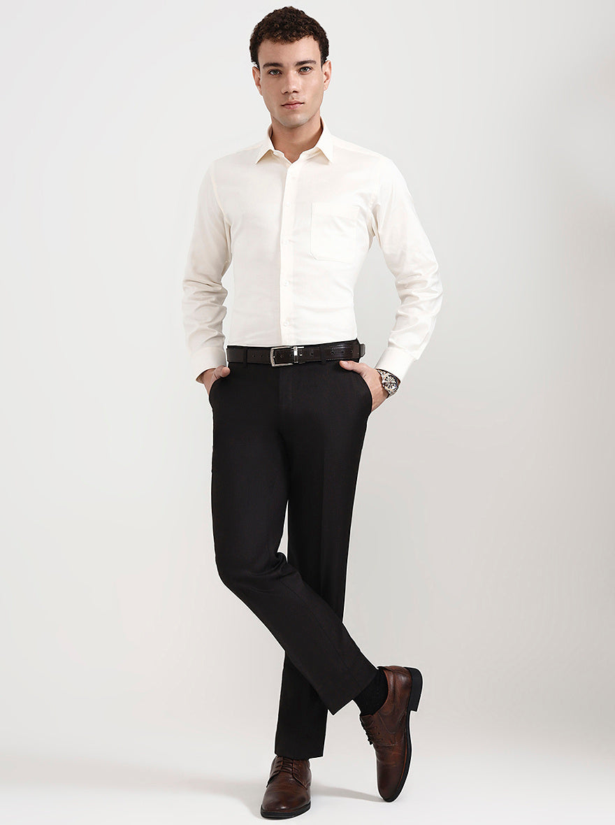 Brown Solid Regular Fit Formal Trouser | JadeBlue