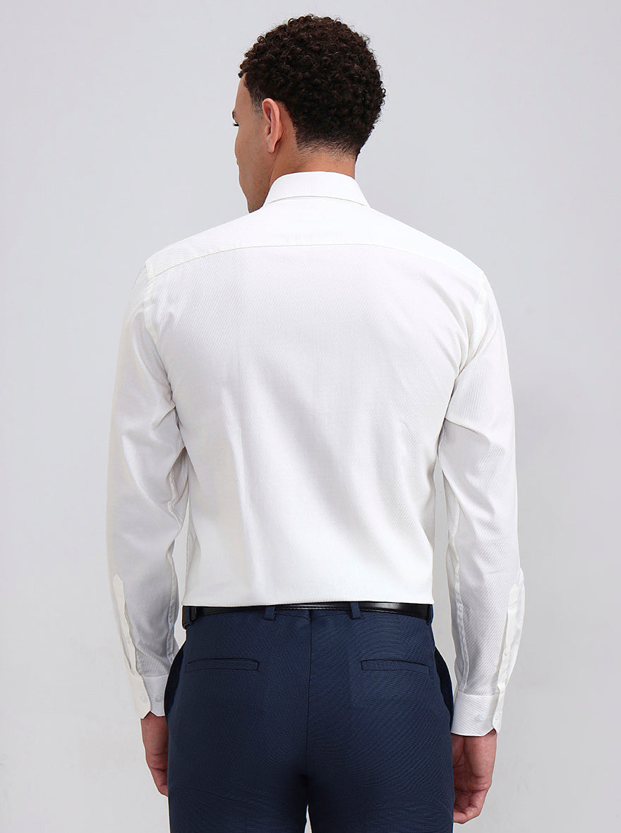 Off-White Solid Regular Fit Formal Shirt | JadeBlue