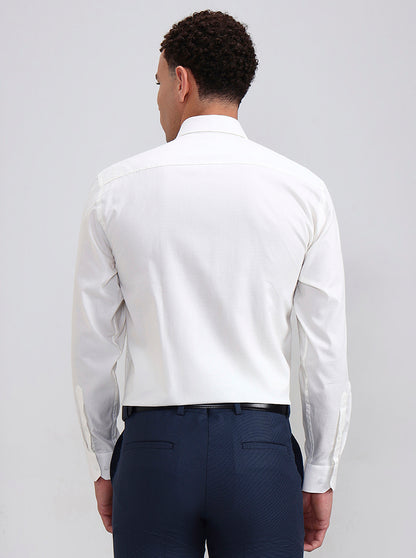 Off-White Solid Regular Fit Formal Shirt | JadeBlue