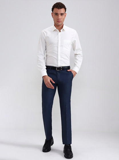 Off-White Solid Regular Fit Formal Shirt | JadeBlue