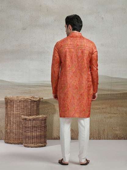 Orange Printed Kurta | The Kurta Company