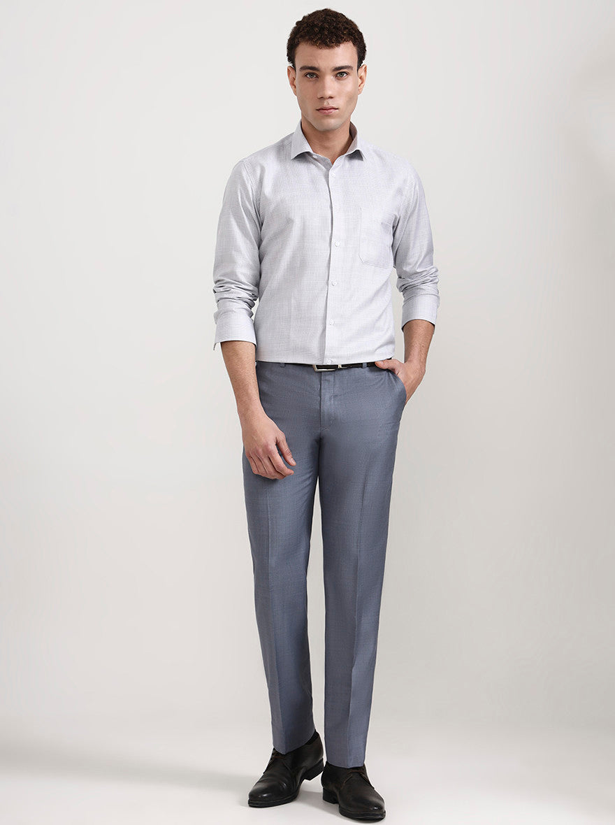 Grey Checked Slim Fit Formal Shirt | Greenfibre