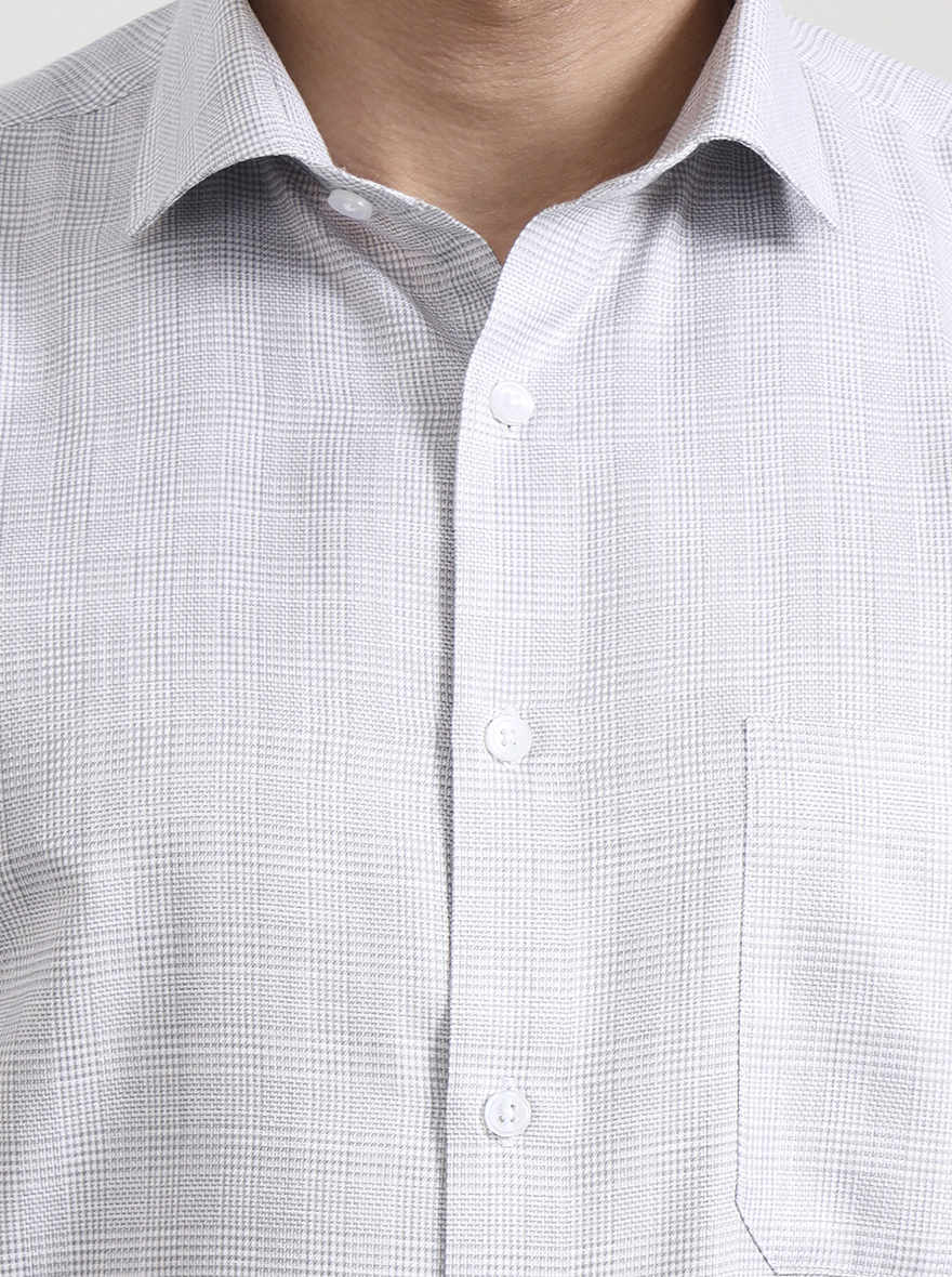 Grey Checked Slim Fit Formal Shirt | Greenfibre