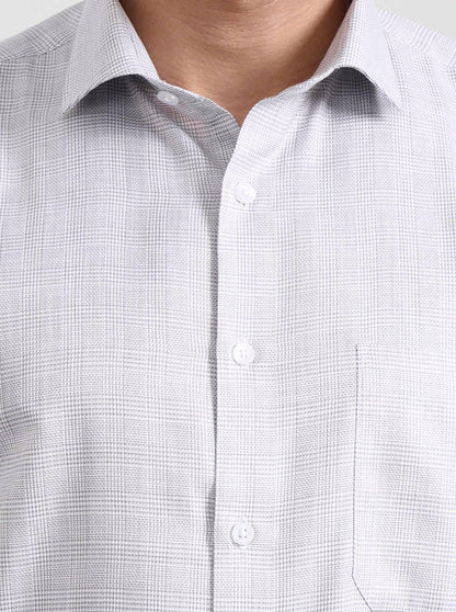Grey Checked Slim Fit Formal Shirt | Greenfibre
