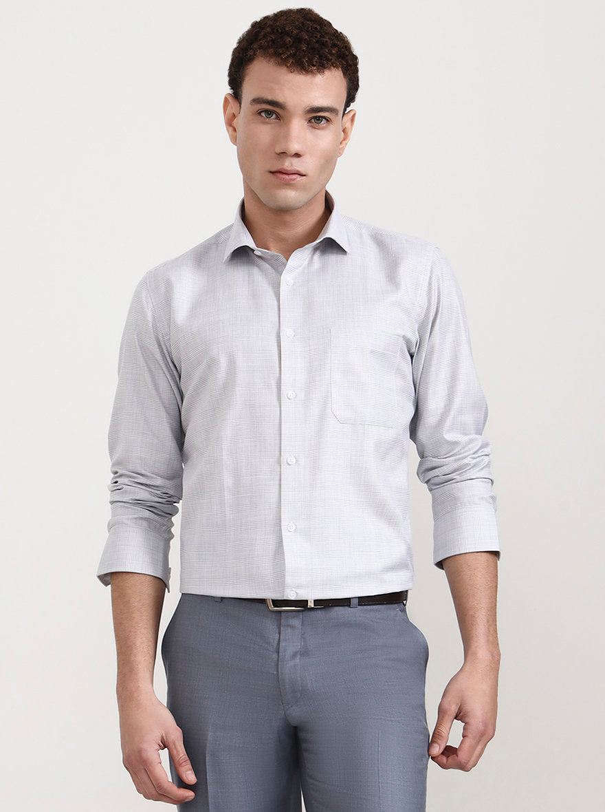 Grey Checked Slim Fit Formal Shirt | Greenfibre