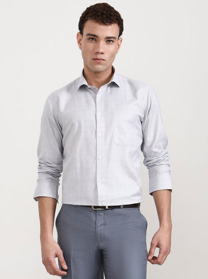 Grey Checked Slim Fit Formal Shirt | Greenfibre